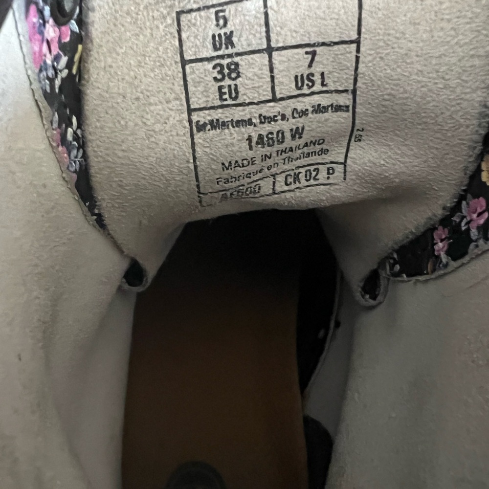 Dr. Martens Black Boots with Pink Floral Design